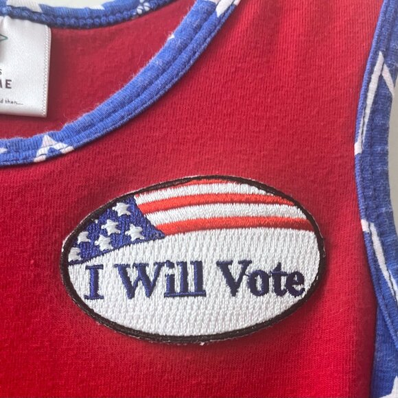 Princess Awesome Girls Dress Size 8 Blue Stars Red “I Will Vote” USA Patriotic - Picture 3 of 8